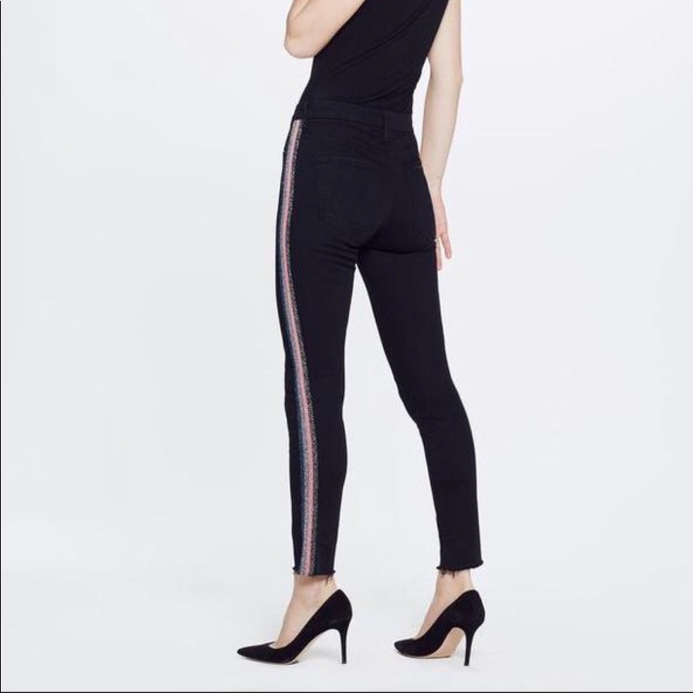 Mother High Waisted Looker Ankle Fray Guilty Glitt